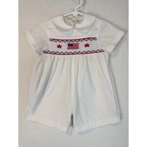 Vintage Sir John By Rosalina Smocked Romper 12 Months America Fourth of July